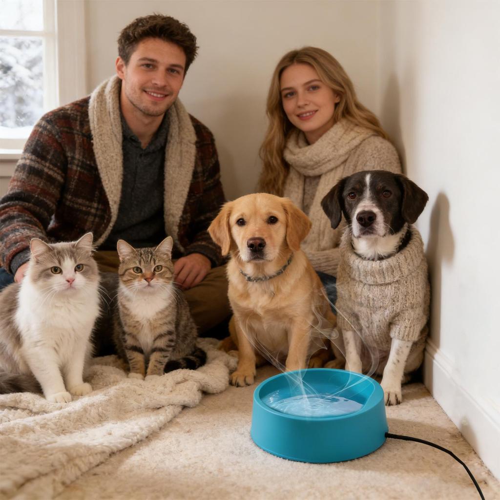 Heated Water Bowl Heated Pet Water Bowl Outdoor Heated Dog Dish Provides Drinkable Water in Winter for Dog & Cat