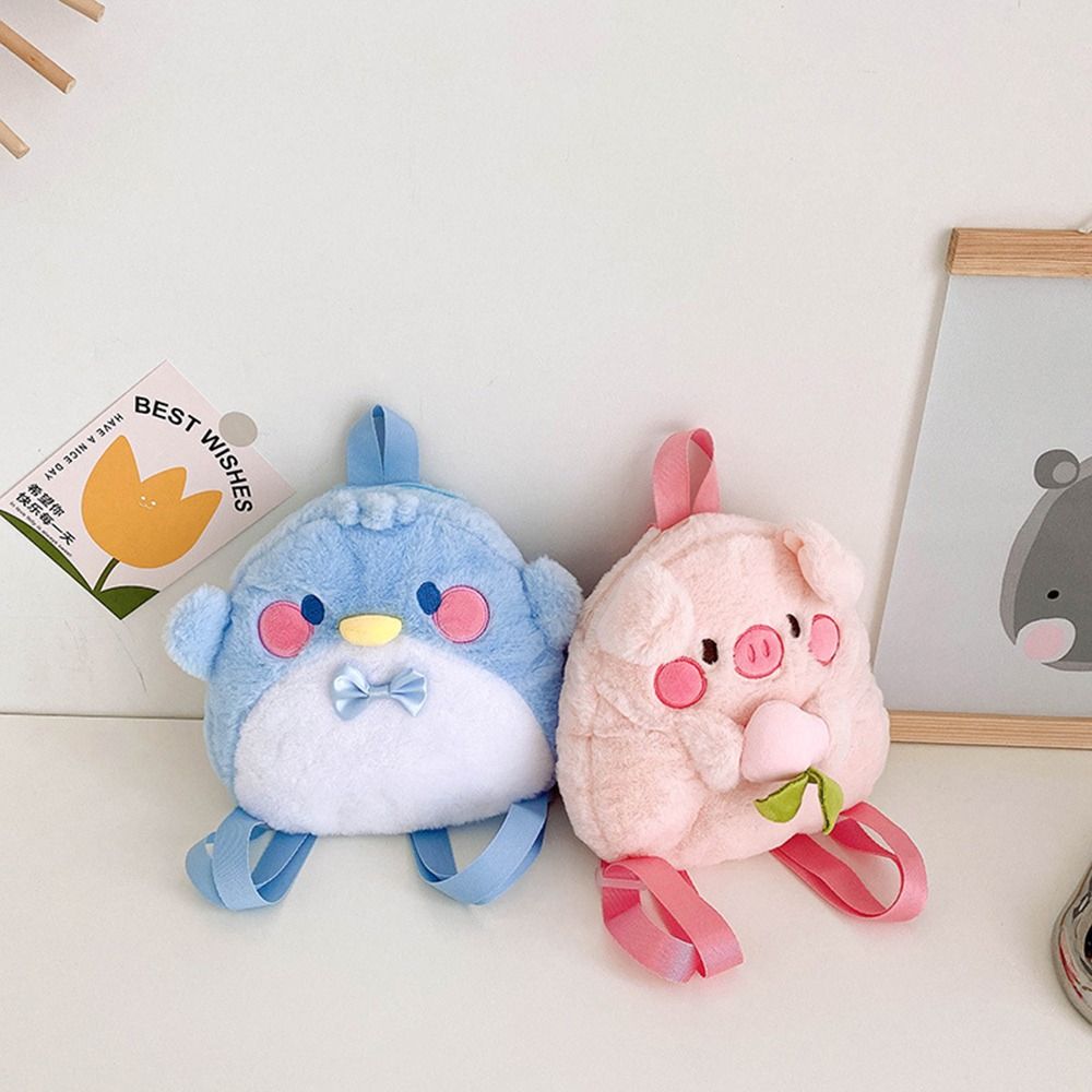 Penguin Cartoon Plush Backpack Pig Animal Plush Backpack Fashion Cartoon Plush Schoolbag Children