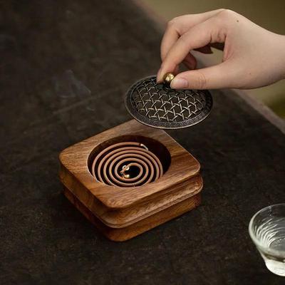 1 Stück Walnuss Zen Teezeremonie Räucherofen Haushaltsdekoration Chinesisch Innen Agarholz Duft Parfüm Ausgehöhlt mit Deckel Räuchereinsatz Boden
