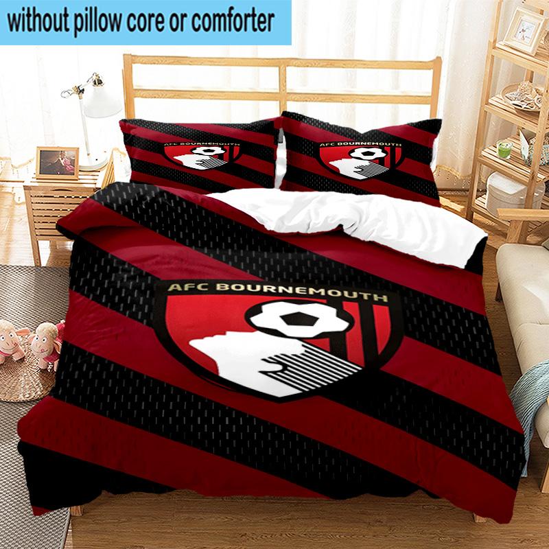 Set Biancheria da Letto Stampato con Stemma AFC Bournemouth 3 Pezzi Copripiumino Chiusura Include 1 Copripiumino e 2 Federe Set Biancheria da Letto Decorazioni per la Casa Regali