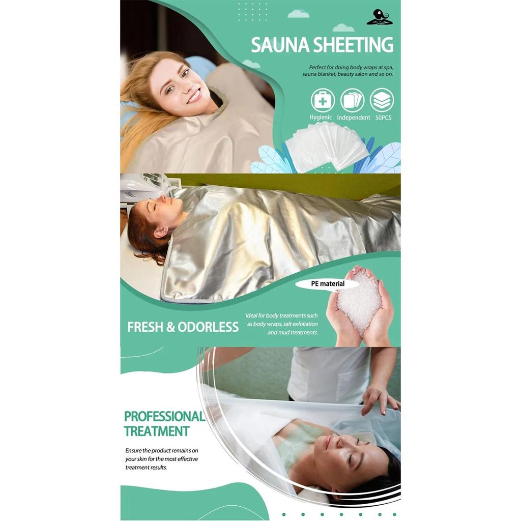 50 PZ 47x82 Pollici Sacchetti Monouso per Sauna in PVC Telo Impermeabile per Avvolgimento Corpo Foglio di Plastica Rivestimenti per Coperte da Spa Protettore Igienico Uso Salone