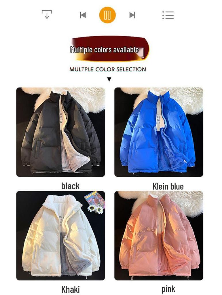 Men's Winter Double-Sided Cotton Jacket with Lambswool Lining - Unisex Warm Coat