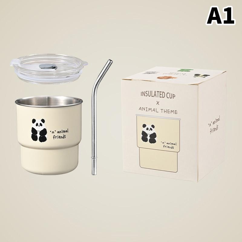 Cartoon Panda 304 Stainless Steel Coffee Cup With Cover Travel Originality Thermal Mug Leak-Proof Thermos Tea Bottle