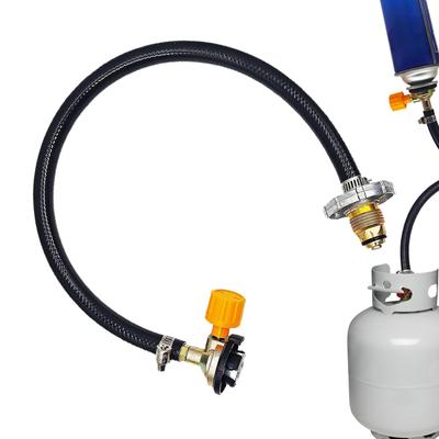 Gas Cylinder Filling Gas Adapter with ON-Off Control Valve Gas Adapter Connection Hose Copper Rubber for Outdoor Camping