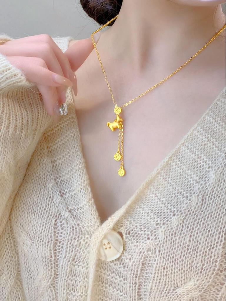 Shajinma Women's Simulated Gold Pendant Necklace - Luxurious Light Design with Long-Lasting Color