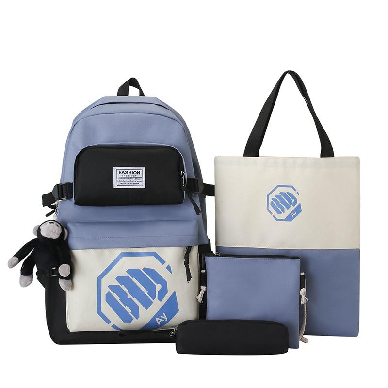 

Школьные ранцы большой вместимости, для старшеклассников и старшеклассниц, студентов колледжей, новые модные тренды, сумки для ноутбуков, рюкзаки с контрастной расцветкой синий