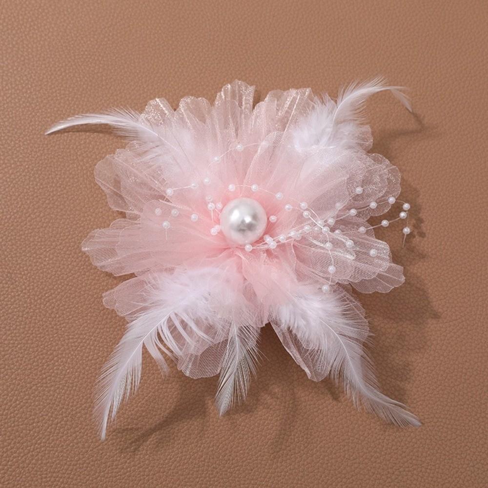 Feather Decor Pearl Feather Hair Accessory Pearl Embellishment DIY Craft Hair Ornament For Women