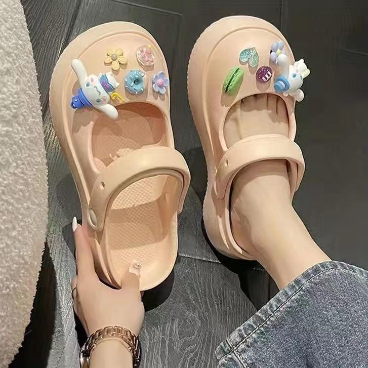 

Новые сандалии тапочки DIY милые мультяшные сабо женские мюли летние пляжные сандалии пещера отверстие женская садовая обувь для студентов девочек 40-41