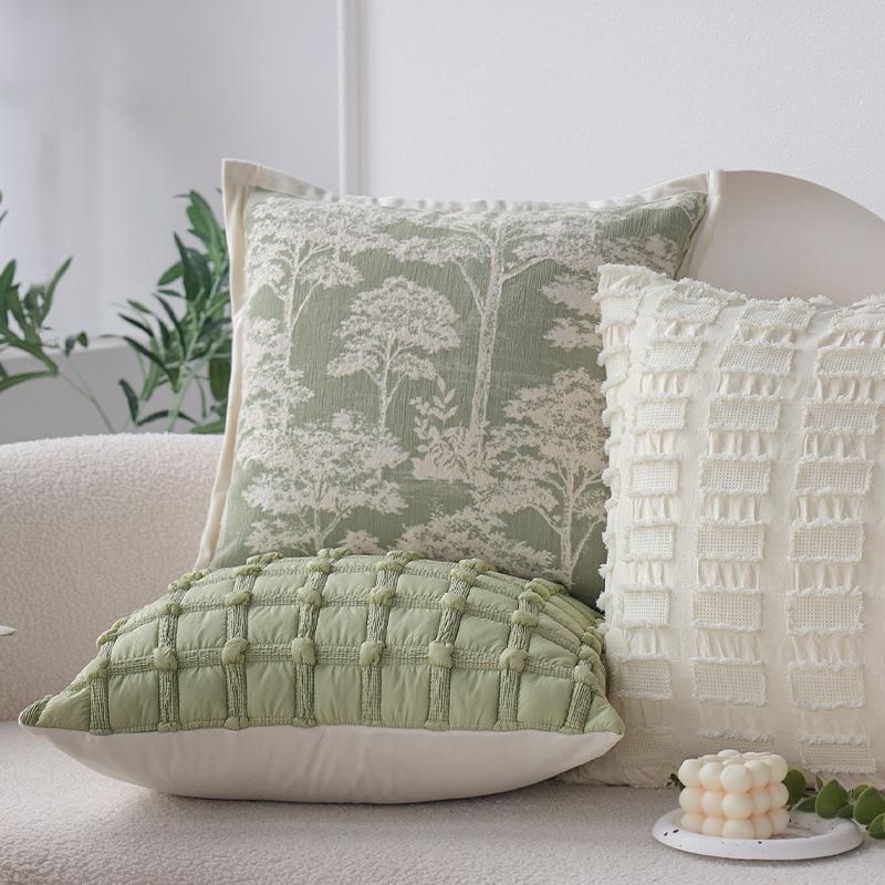 Ins Cream Style Pillow Green Cushion Pillow Cover Living Room Sofa Model Room Bay Window Cushion Does Not Contain Core