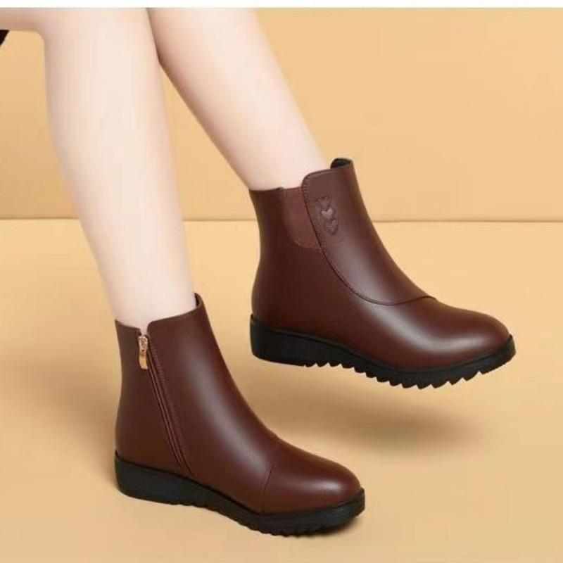 

Mom Boots Ladies Autumn and Winter New Cotton Shoes Huge Fleece Preservation Huge Comfortable Cotton Boots Medium and Old Flat Short Boots 41