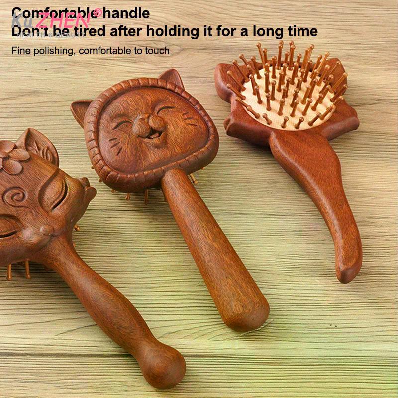 Hair Care Animal Shape Air Bag Sandalwood Comb Portable Anti Static Massage Comb Relieve Scalp Air Cushion Comb Gift