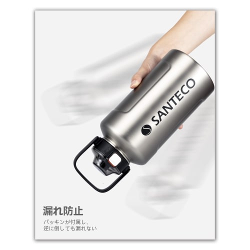SANTECO Vacuum Insulated Water Bottle, Large Capacity, 1900ml, Keeps Cold or Hot, Includes Straw, Compatible with Direct Drinking, Sports Drinks, Styl