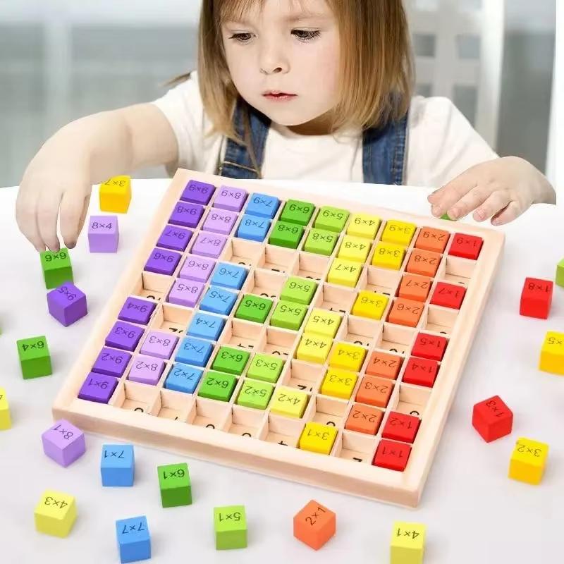 Montessori Educational Wooden Toys Children Baby Math Toys 99 Multiplication Table Math Arithmetic Teaching Aids for Kids Gifts