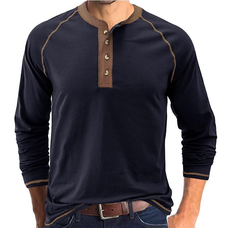 

Men s Retro Henley-Style Long-Sleeved Workout T-Shirt XXL королівський синій колір