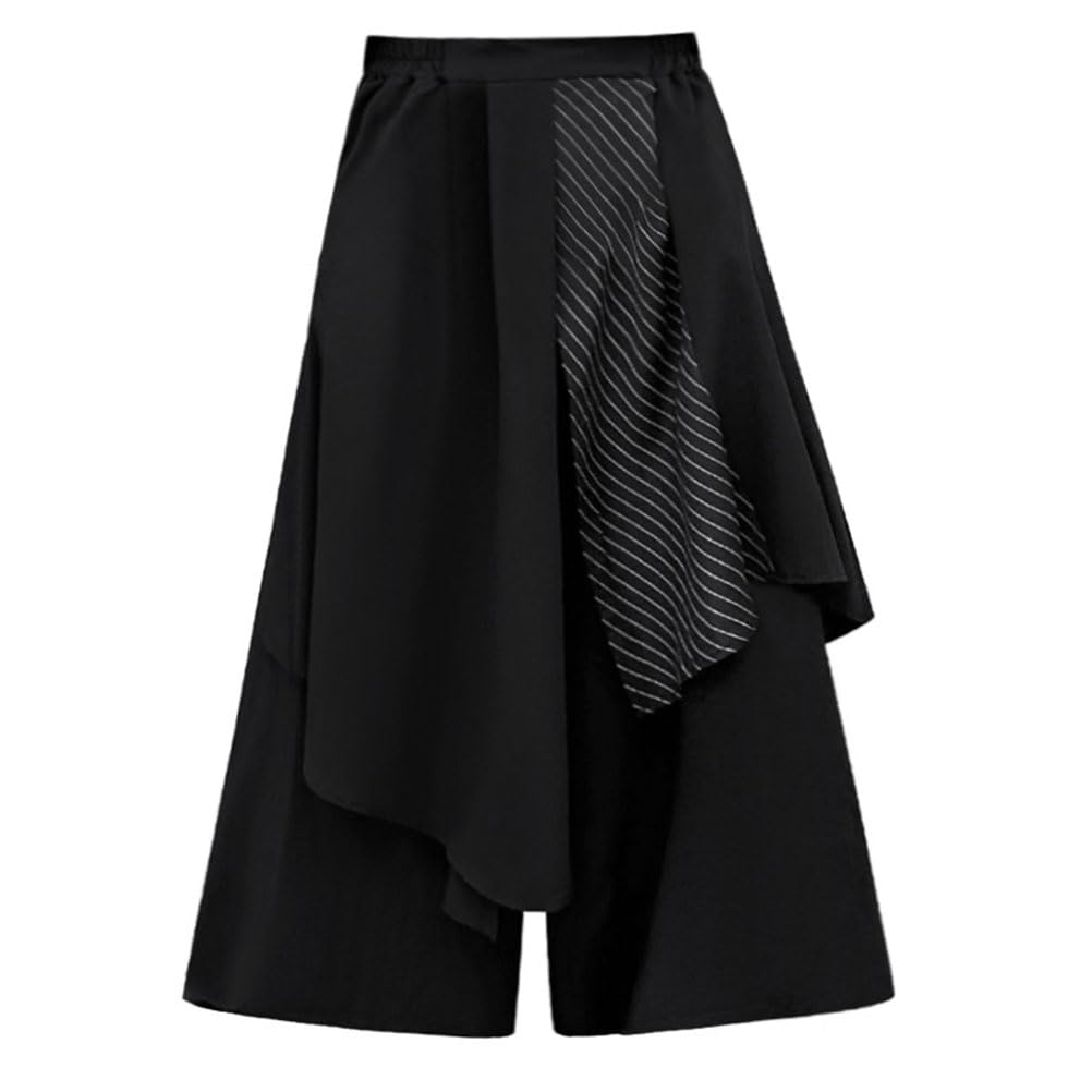 Morino Long Layered Skirt Pants for Men and Hakama Gaucho Street Black Wide-leg Pants, Women, Pants, Pants, Unique, Fashionable, Style,