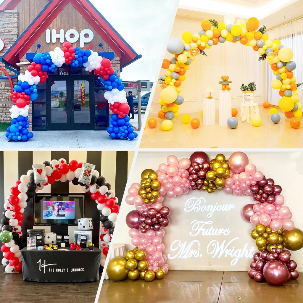 TEKXYZ Balloon Arch Stand 10ft Tall Adjustable Balloon Arch Perfect for Party Balloons Not Included Kit, Wide, 7.5ft Frame, Decorations,