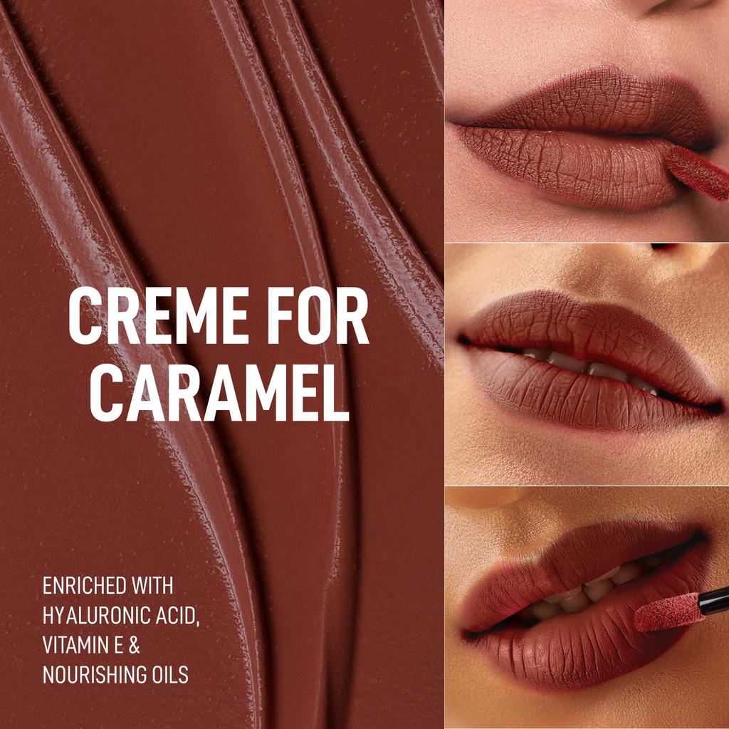 RENEE Stay With Me Matte Transferproof Liquid Lipstick- Creme Of Caramel | Waterproof & Smudge-proof | Bold Pigment, Lightweight & Long-lasting | W