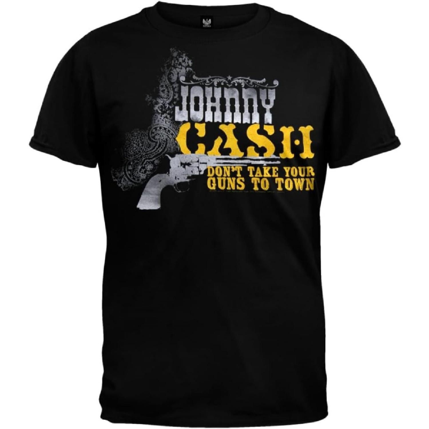 Johnny Cash - Guns Logo Black Soft T-Shirt - Small S