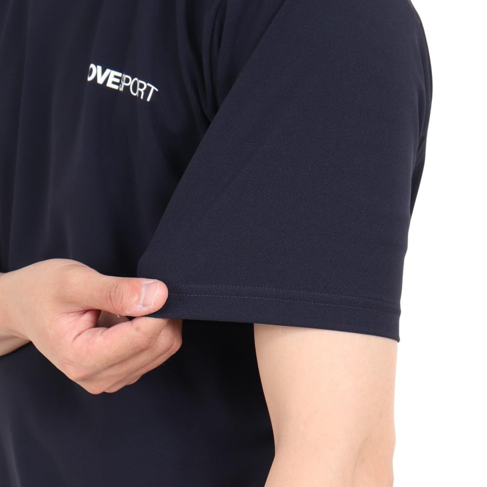 DESCENTE Short Sleeve Pique Mock UV NV Men's T-Shirt, Neck, Protection, DX-C2500XB (Navy/M/Men's)