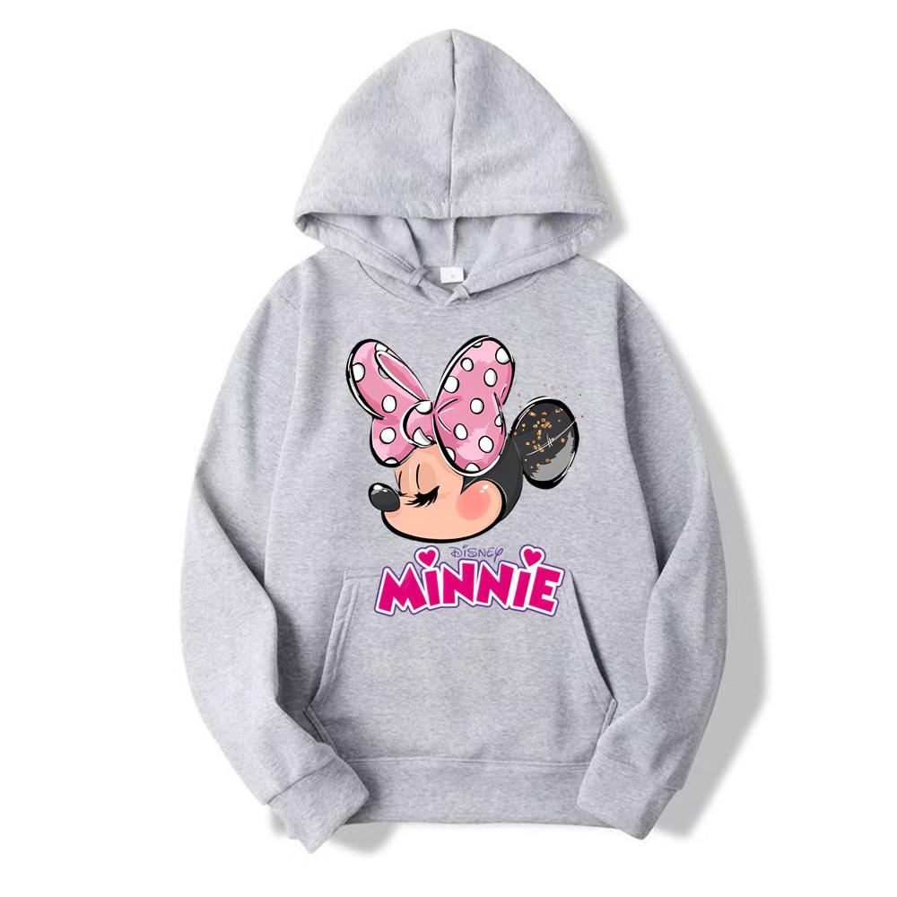 2024 New Disney Minnie Mouse Cartoon Anime Women Pullover Tops Spring Autumn Lady Casual Sweatshirt Pink Couple Hoodie Clothes