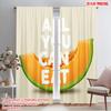 2pcs 2D Flat Printing Party Curtains Melon All You Can Eat 100% Polyester Without Electricity Festive Holiday for Holiday