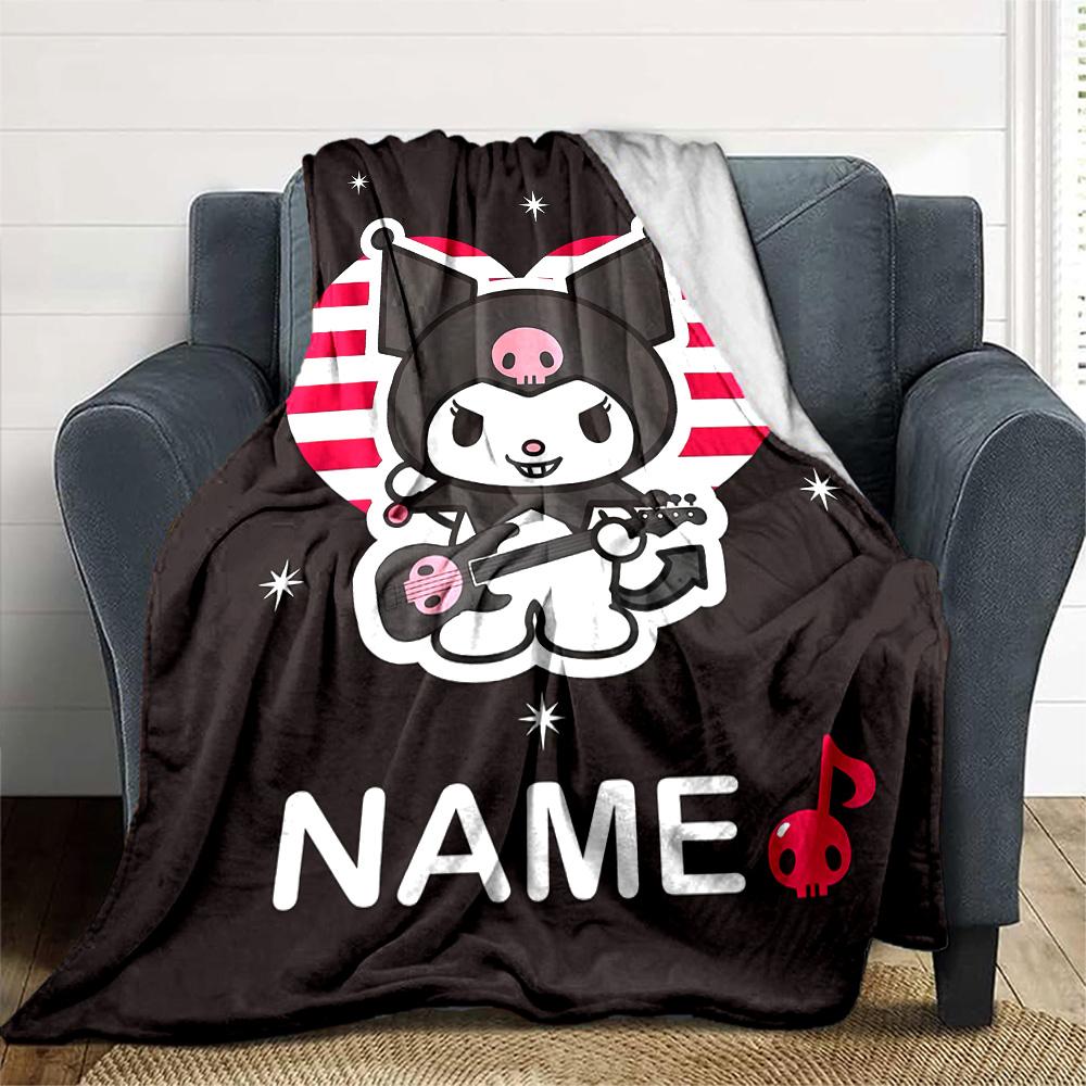 Customizable Kuromi2 Throw Blanket – Personalized Name, All-Season Cozy Snug Blanket, Machine Washable, Personalized Blanket