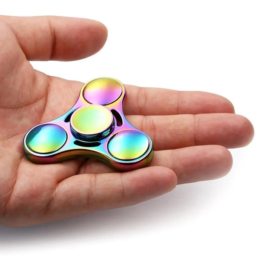 Colorful Rainbow UFO Metal Fidget Spinner | EDC Handheld Finger Toy for Focus & Anxiety Relief | Portable Desk Spinning Top Gift
