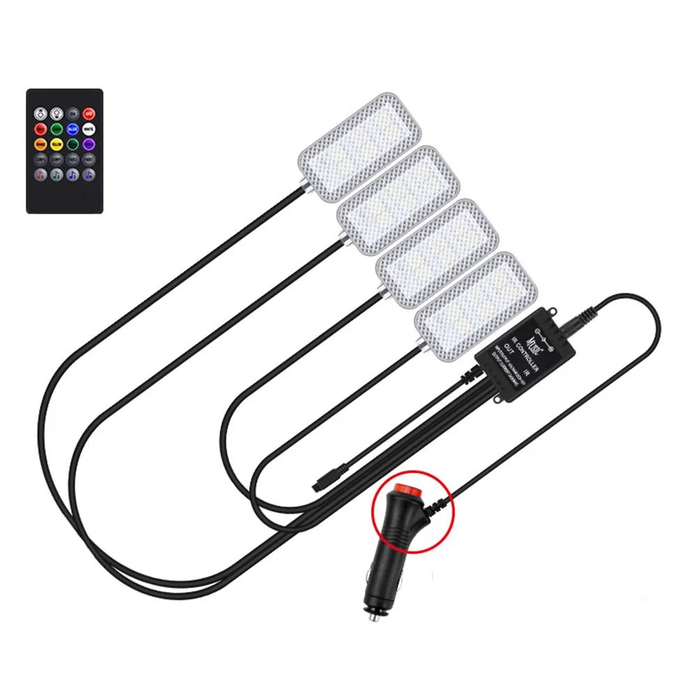 4PCS Car Atmosphere Led Foot Light USB Isqueiro Ambiente de Carro Luzes Decorativas Auto Interior Lâmpadas Ambiente com Controle de APP