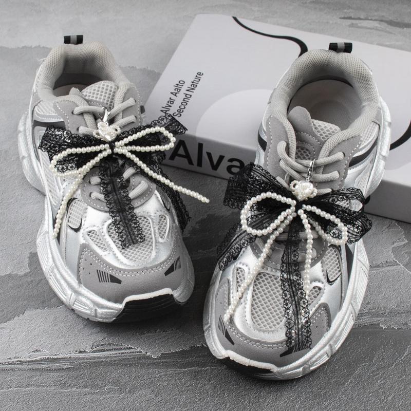 Lace Bow Imitation Pearl Keychain Removable Shoe Buckle Bag Pendant Accessories Heart Pendant Aesthetic Key Holder Gifts