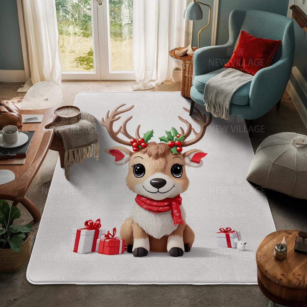 House Entrance Carpet Home Door Mat Living Room Bath Foot Bathroom Non-slip Water Absorption Rugs Bath Merry Christmas Winter