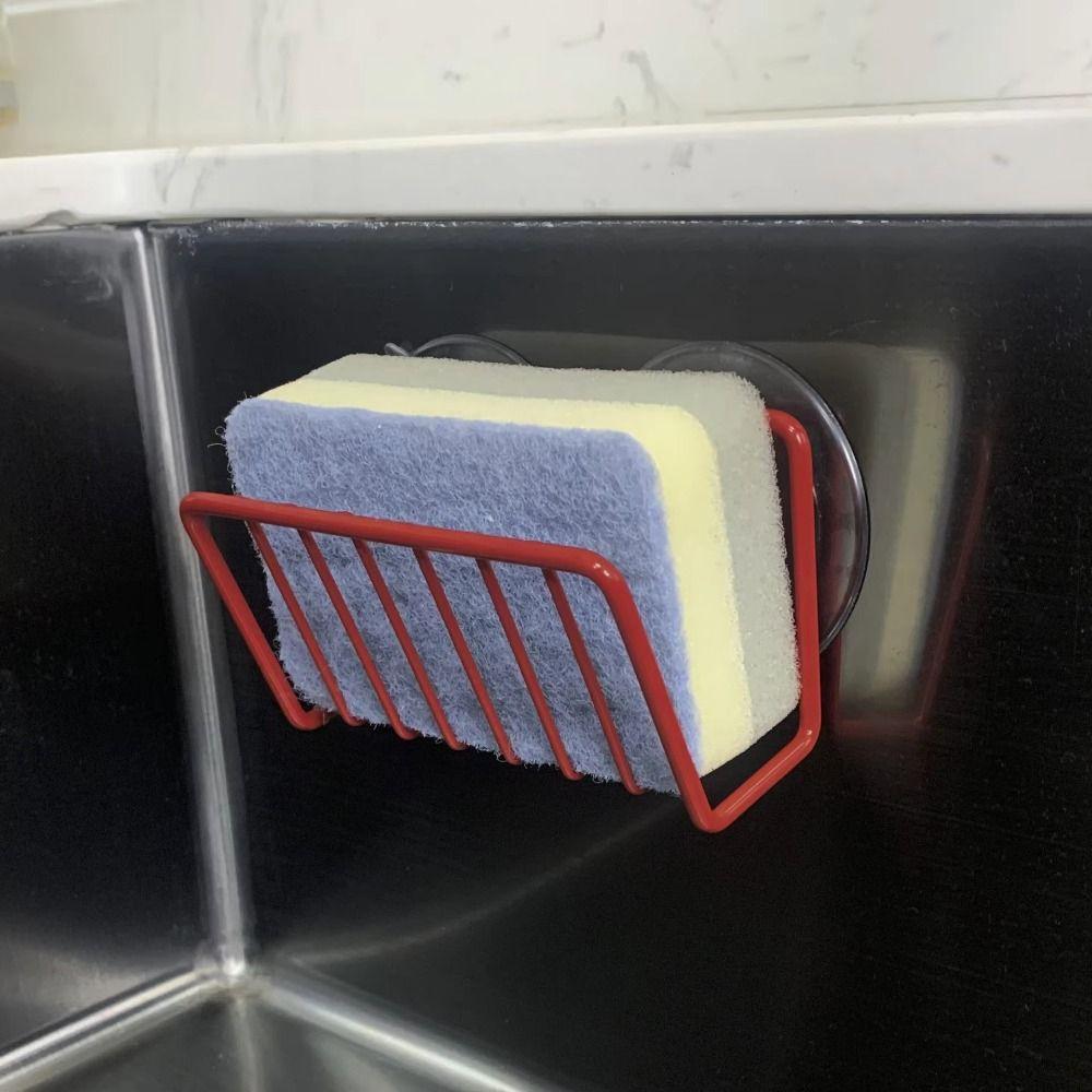 No-Drill Sponge Holder Wall-Mounted Drain Storage Shelf Water Drainage Sink Sponge Rack Household