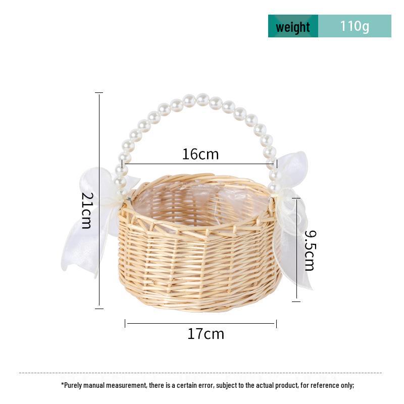 Willow Woven Princess Handbag: Floral Basket, Wedding Gift, and Pastoral Flower Arrangement Souvenir