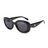Coach Solid Color Design Oval Sunglasses Unisex Couple Style Black