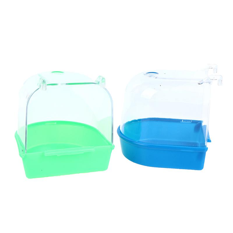 1Pc Plastic Bird Water Bath Box Parrot Hanging Bird Bath Cage Bathtub Bird Bath