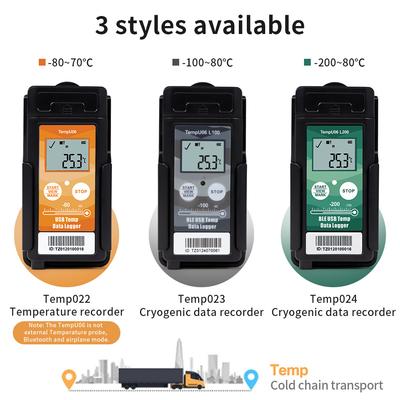 TempU06 -200℃ Ultra Low Temperature Data Logger Digital Bluetooth USB Temperature Recorder For Cold Chain Storage with Sensor