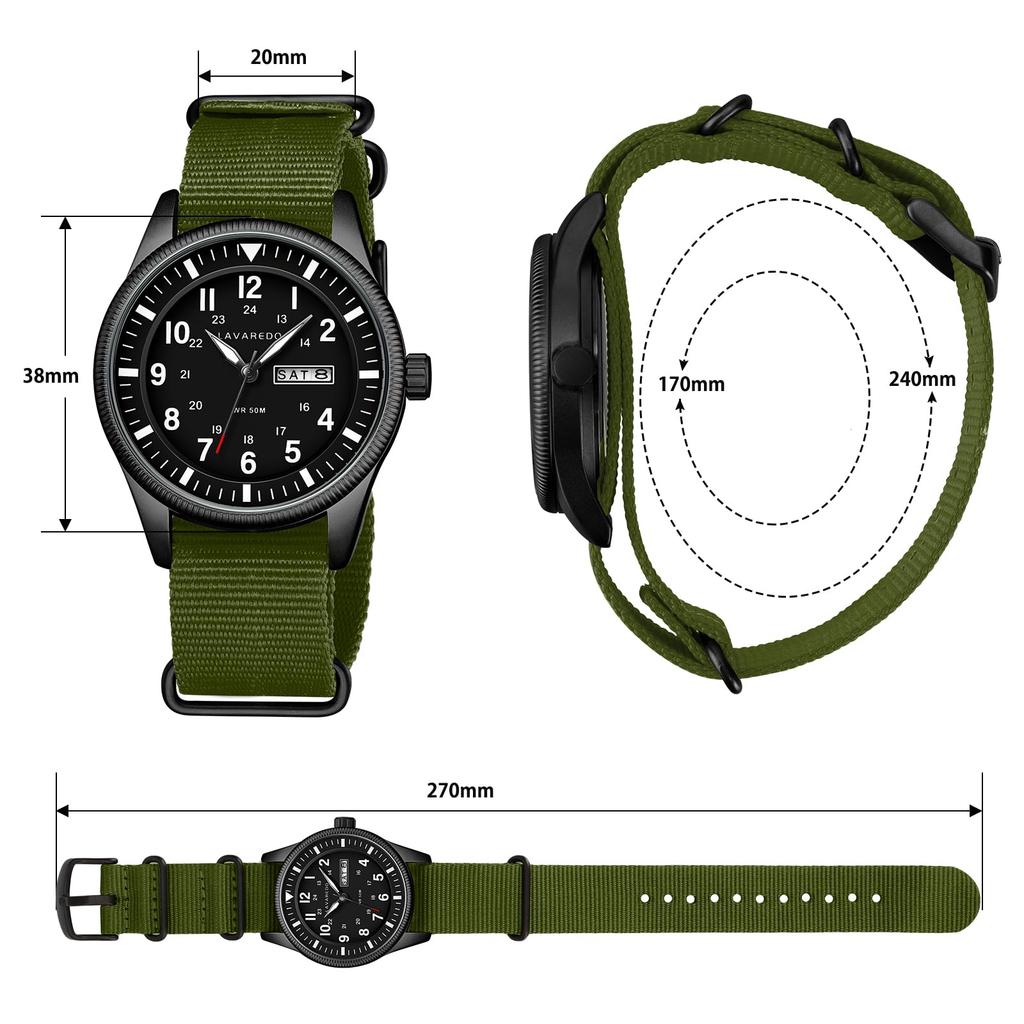 L LAVAREDO Quarz Einfaches Design mit Kalendertag Analog Einfach zu Sportuhr für Alltag und Outdoor Herrenuhr, & Anzeige, Armbanduhr, Lesen,
