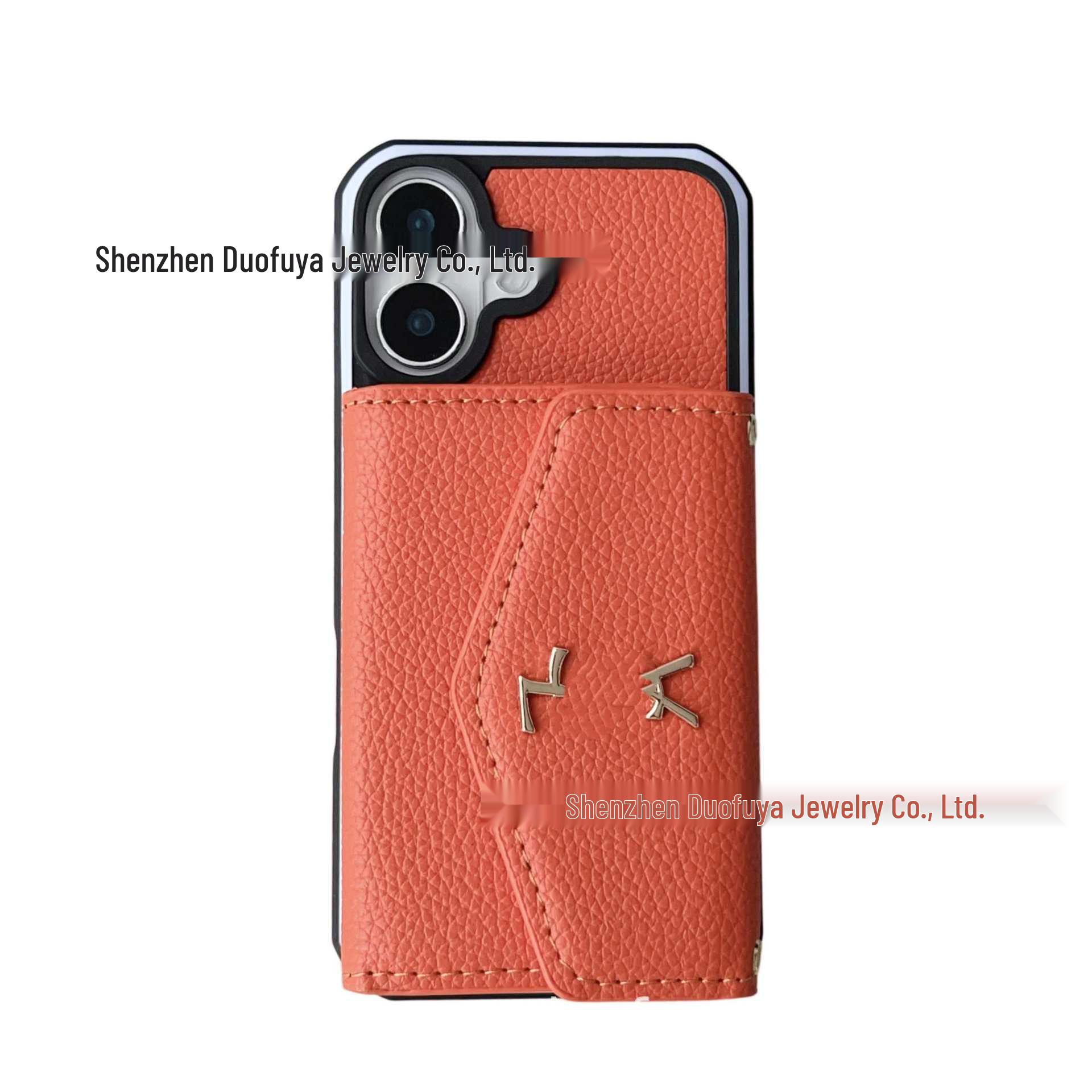 

Elegant European & American iPhone 16 Case: Full-Coverage Luxury with Triangle High-End Card Holder Other iPhone Model with Black Edge - Specify Order