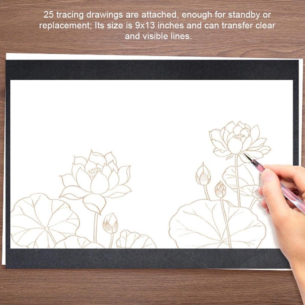 Pack of 25 9x13 Inches Carbon Transfer Paper Wide Application Not Easy Wrinkle Clear Pattern Line Integrity Graphite Papers