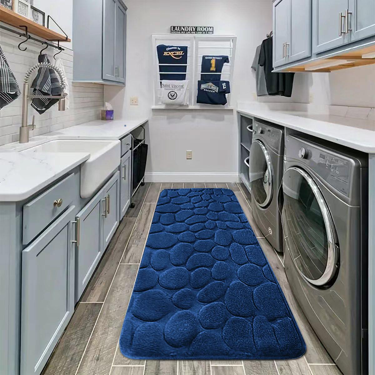 

Long strip thick coral fleece laundry room non-slip mat kitchen mat absorbent floor mat porch entrance door mat bathroom mat 40cm x 60cm синій
