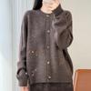 2026 Autumn/Winter Pure Wool Knit Cardigan with Lurex Cactus Embroidery