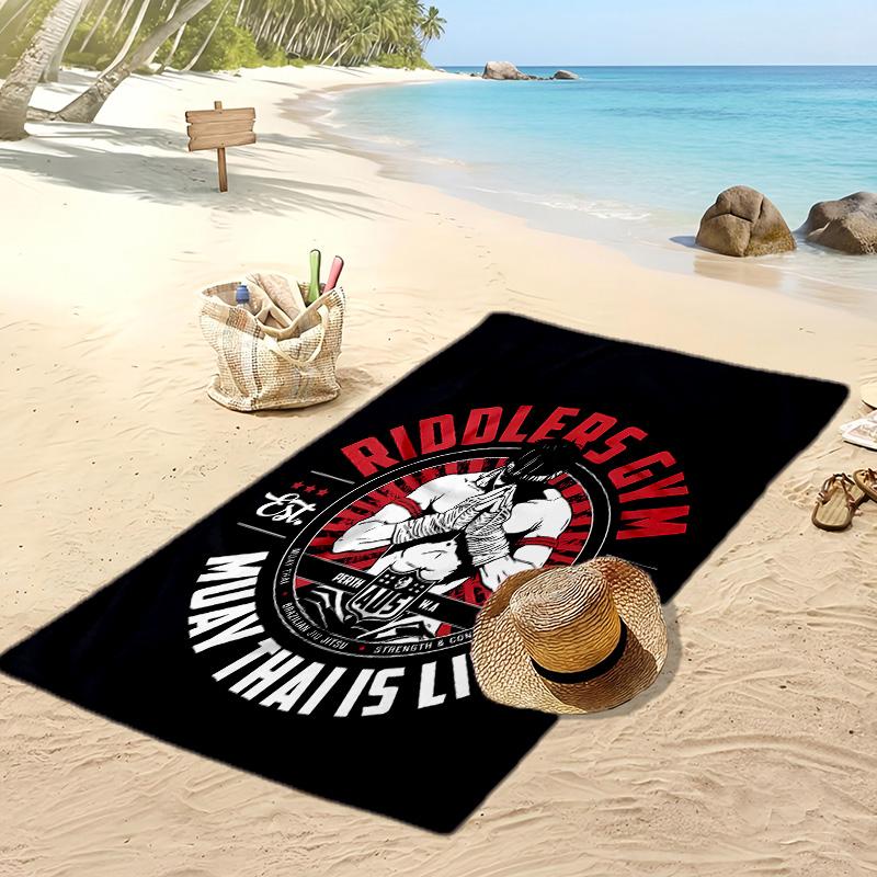 Muay Thai Fitnessstudio Aufdruck Schnelltrocknendes Strandtuch Super Saugfähiges Weiches Leichtes Badetuch für Pool Sommerreisen