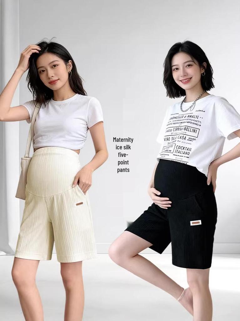 Summer Maternity Support Capris: High Elastic, Non-Slip, Loose Fit