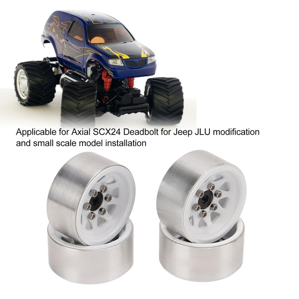 4 Pcs 1in RC Wheel Hub Lightweight RC Car Replacement Metal Wheel Rims for Upgrade