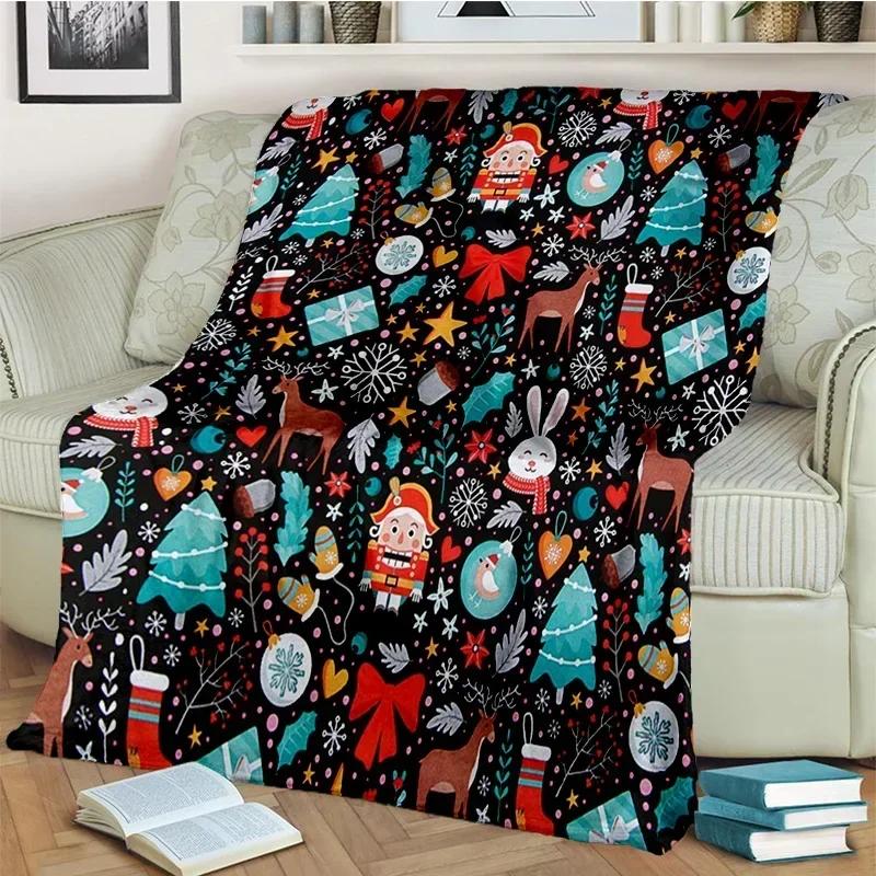 Nutcracker Christmas Tree Cartoon Blanket,Soft Throw Blanket for Home Bedroom Bed Sofa Picnic Travel Office Cover Blanket Kids