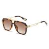 European and American sunglasses, literary square frame beam sunshade glasses, sunscreen hollowed out metal leg sunglasses, women
