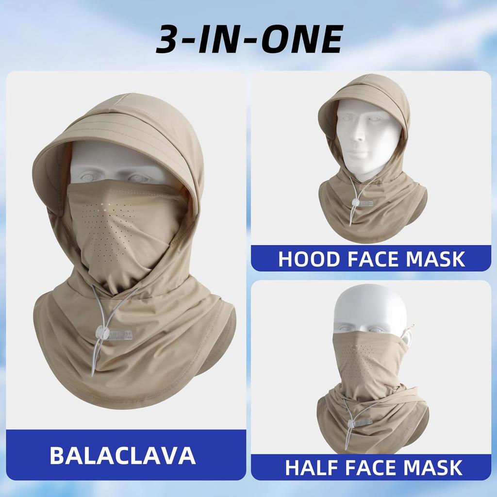 Summer Anti-UV Sunscreen Hat with Mask Shawl Breathable Ice Silk Pullover Cap Head Wrap Unisex Beach Cap for Outdoor Sports