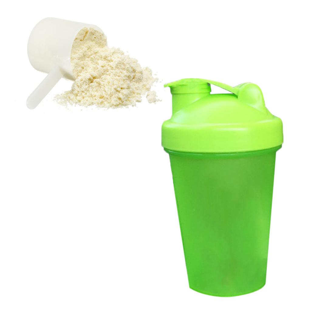 Protein Powder Shaker Cup PP Shaker Bottle with Stainless Steel Ball for Mixing 500mlGreen