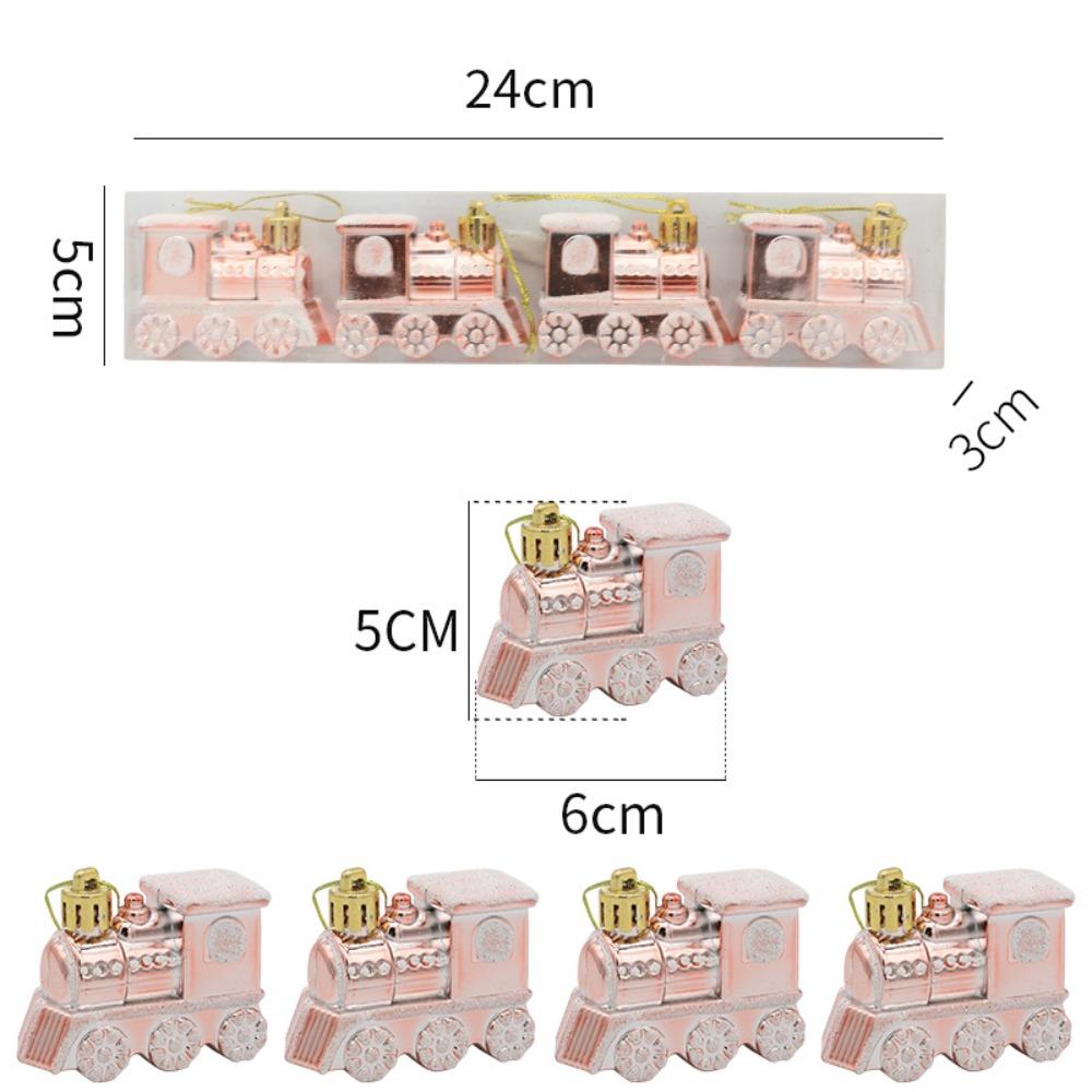4PCS/Box Small Car Train Christmas Gifts Boxes Pendant DIY Crafts Painted Christmas Decorations