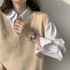 Loose Casual V Neck Sleeveless Pullover Vest Women Knit Waistcoat Sweater Spring Autumn Layering Top