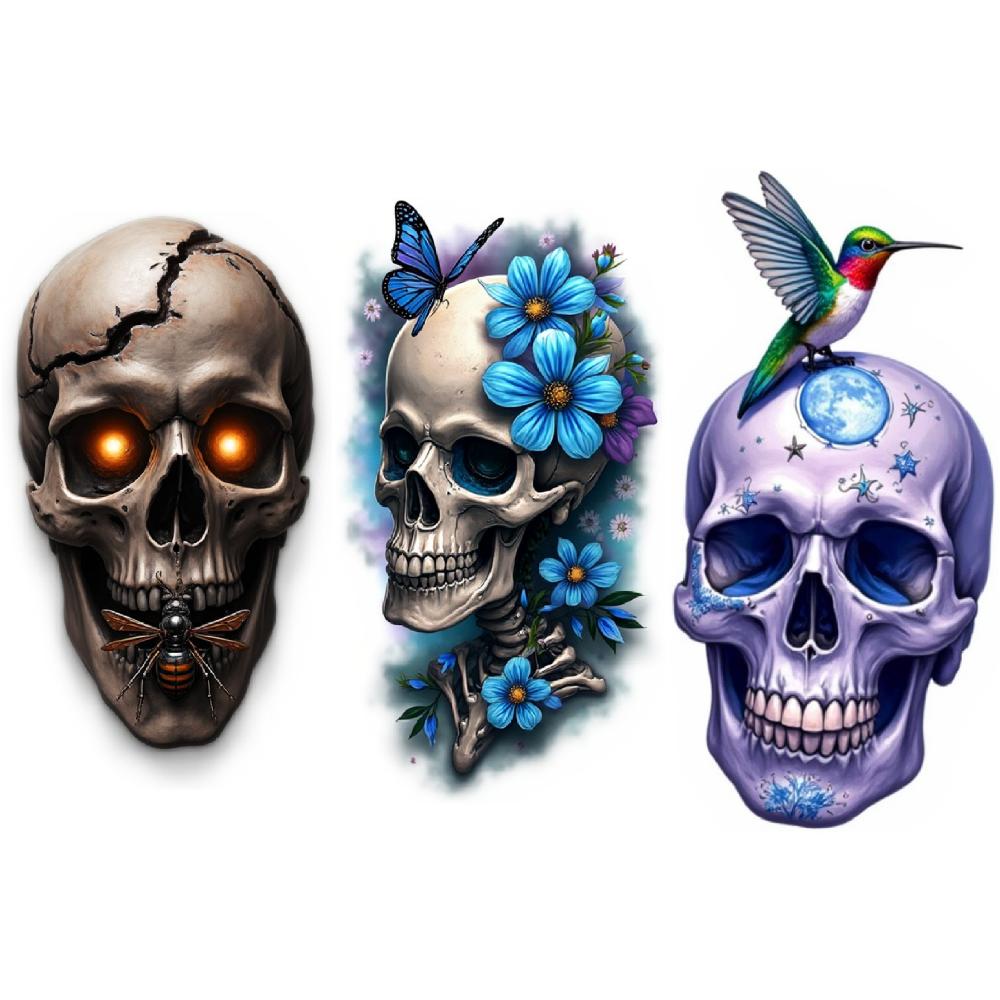 

3pcs Temporary Tattoo Insect Hummingbird Spider For Thighs Arms Men